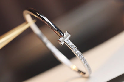 [Eterna Jewels]NARROW T1 HINGED BANGLE DIAMOND SILVER