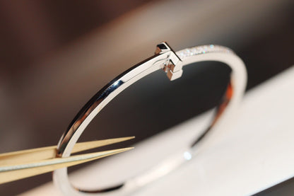 [Eterna Jewels]NARROW T1 HINGED BANGLE DIAMOND SILVER