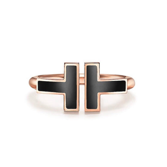 [Eterna Jewels]T SMALL ONYX PINK GOLD RING