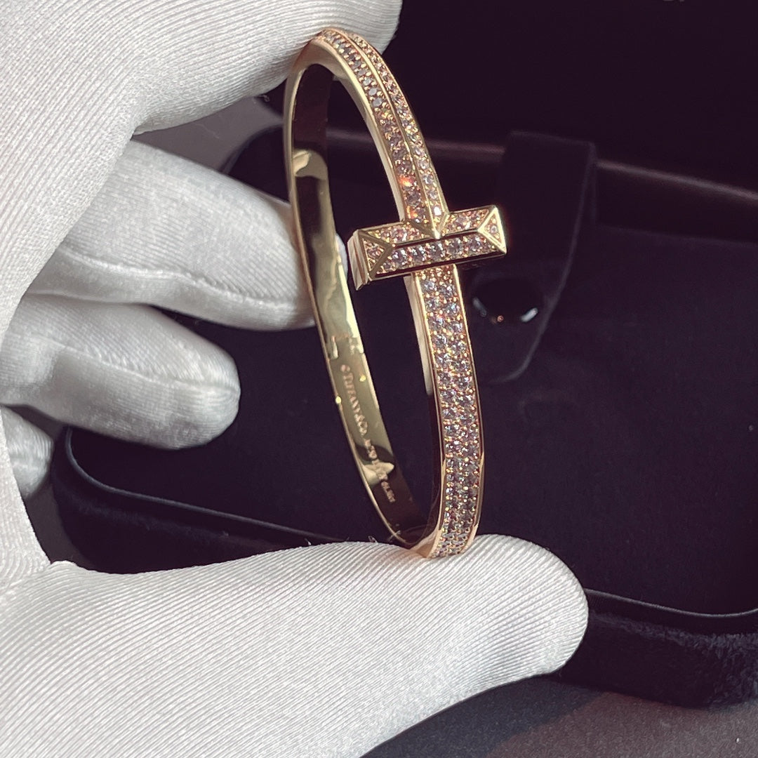 [Eterna Jewels]T1 WIDE HINGED BANGLE DIAMOND PAVED BRACELET
