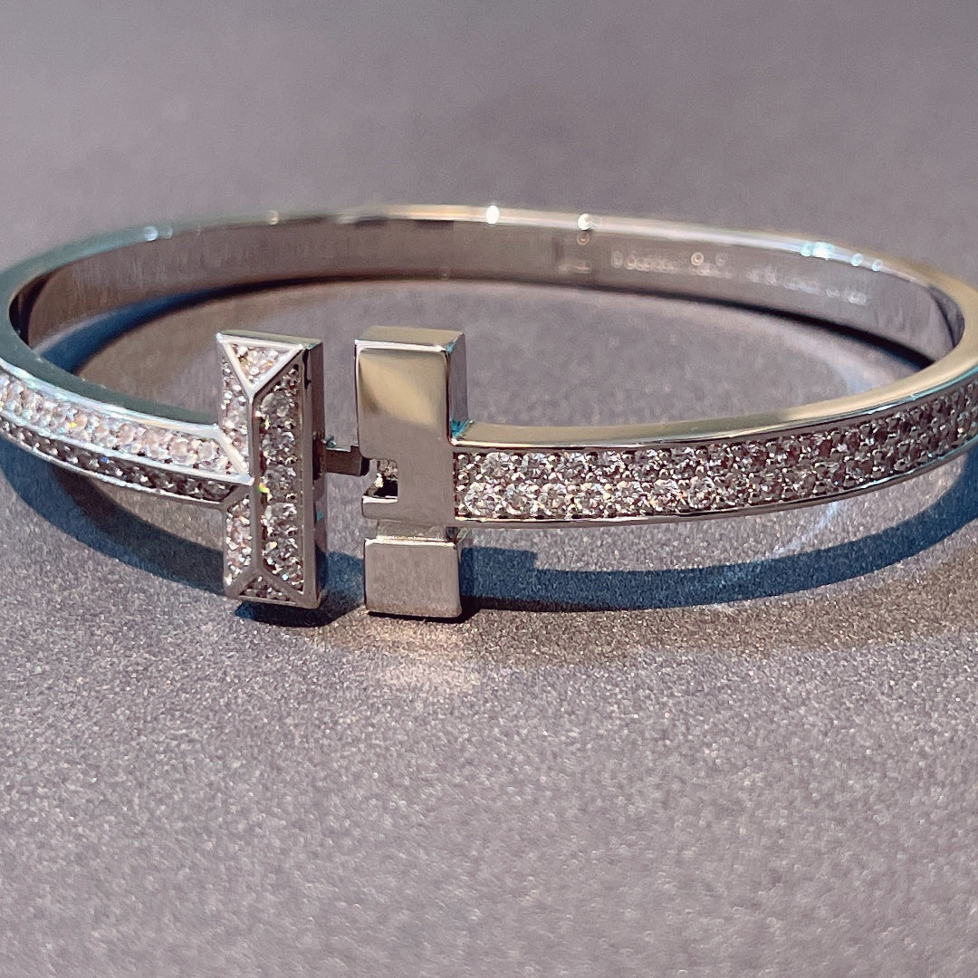 [Eterna Jewels]T1 WIDE HINGED BANGLE DIAMOND PAVED BRACELET