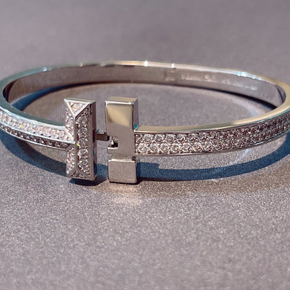 [Eterna Jewels]T1 WIDE HINGED BANGLE DIAMOND PAVED BRACELET