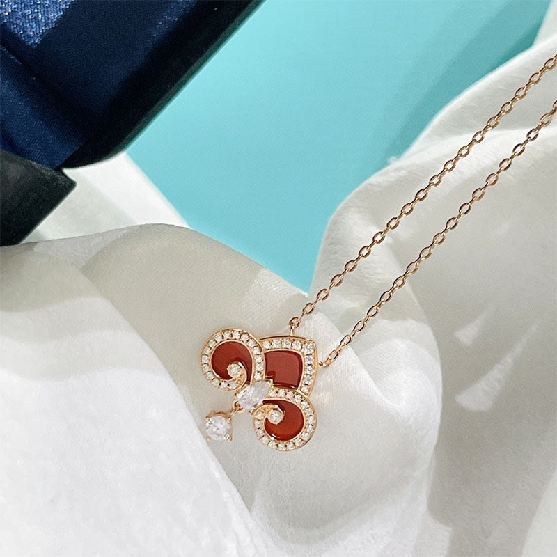 [Eterna Jewels]FLEUR DE LIS PINK GOLD DIAMOND NECKLACE