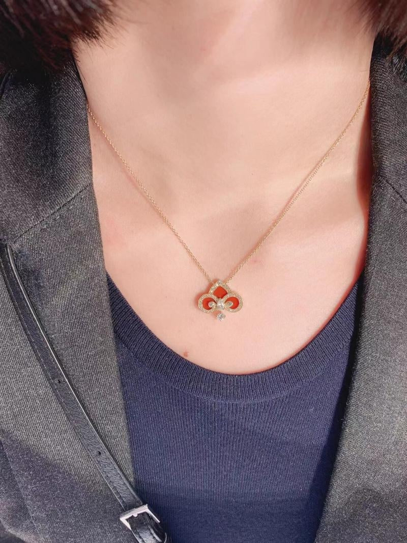 [Eterna Jewels]FLEUR DE LIS PINK GOLD DIAMOND NECKLACE
