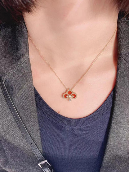 [Eterna Jewels]FLEUR DE LIS PINK GOLD DIAMOND NECKLACE