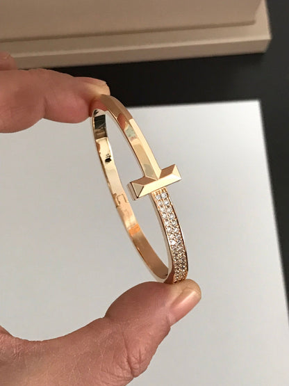 [Eterna Jewels]T1 WIDE DIAMOND HINGED BANGLE PINK GOLD