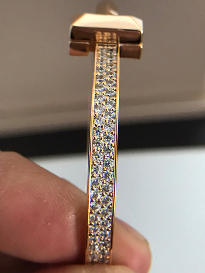 [Eterna Jewels]T1 WIDE DIAMOND HINGED BANGLE PINK GOLD