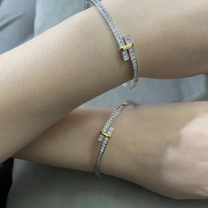[Eterna Jewels]EDGE DIAMOND GOLD SILVER BRACELET