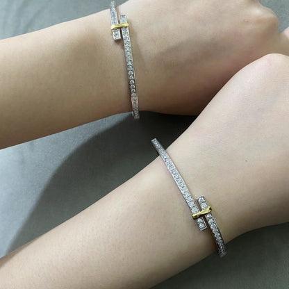 [Eterna Jewels]EDGE DIAMOND GOLD SILVER BRACELET