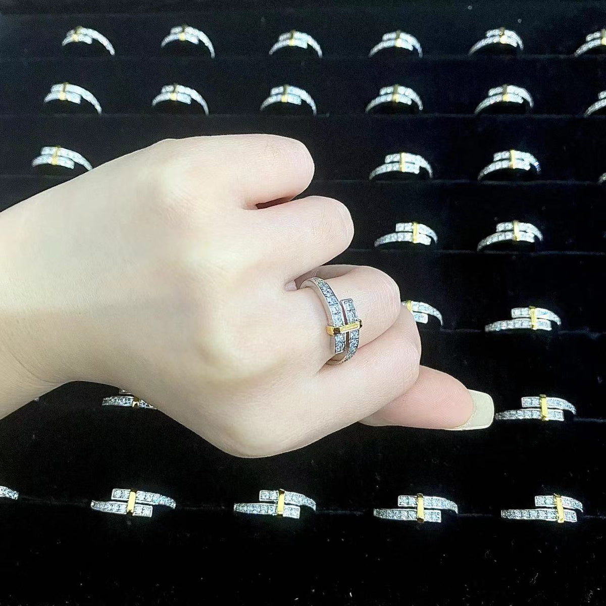 [Eterna Jewels]EDGE GOLD SILVER DIAMOND RING