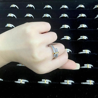 [Eterna Jewels]EDGE GOLD SILVER DIAMOND RING