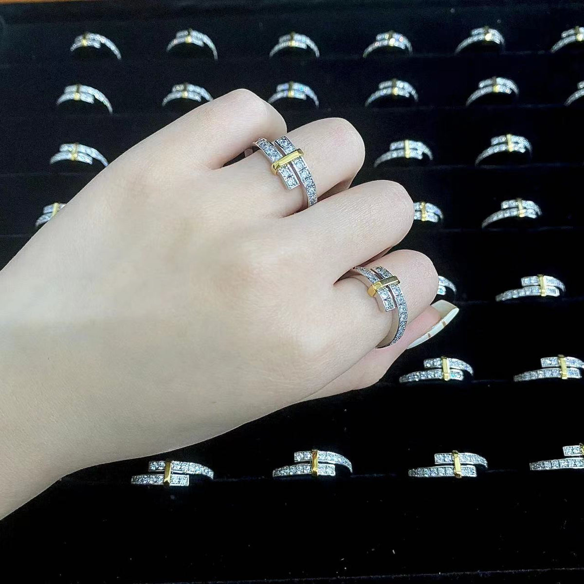 [Eterna Jewels]EDGE GOLD SILVER DIAMOND RING