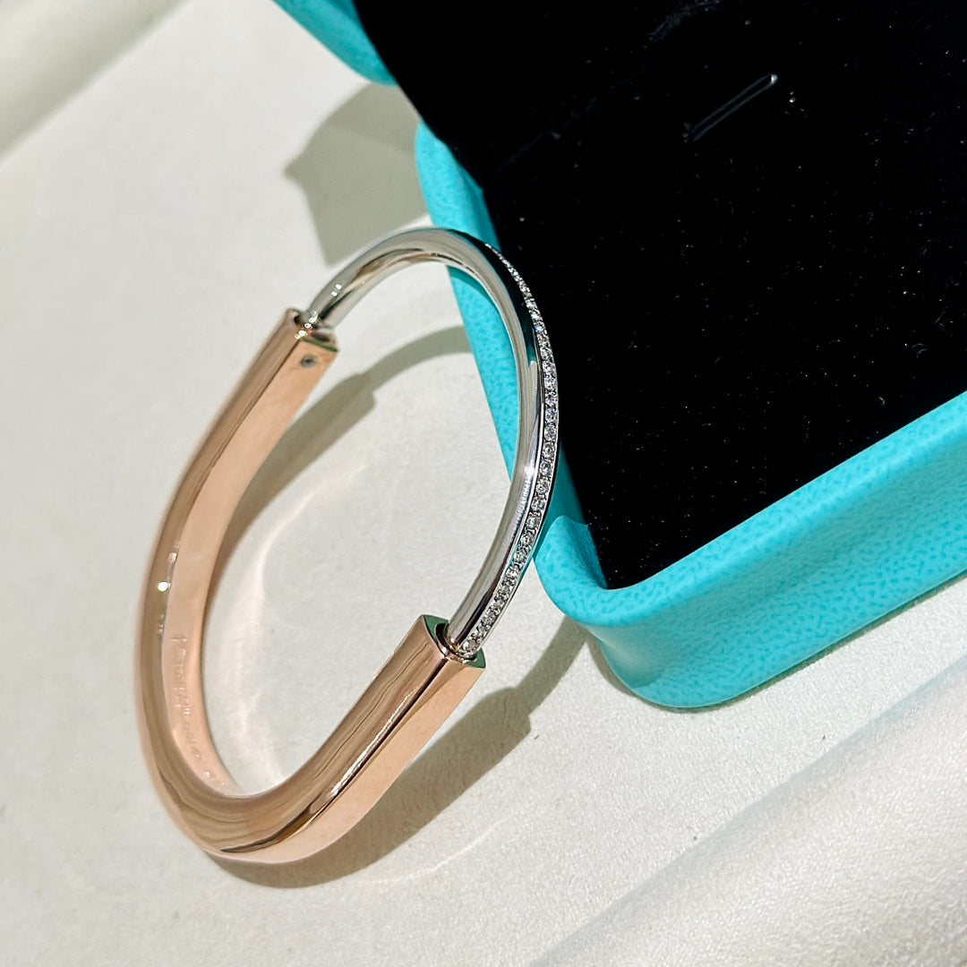 [Eterna Jewels]LOCK PINK GOLD SILVER DIAMOND BRACELET