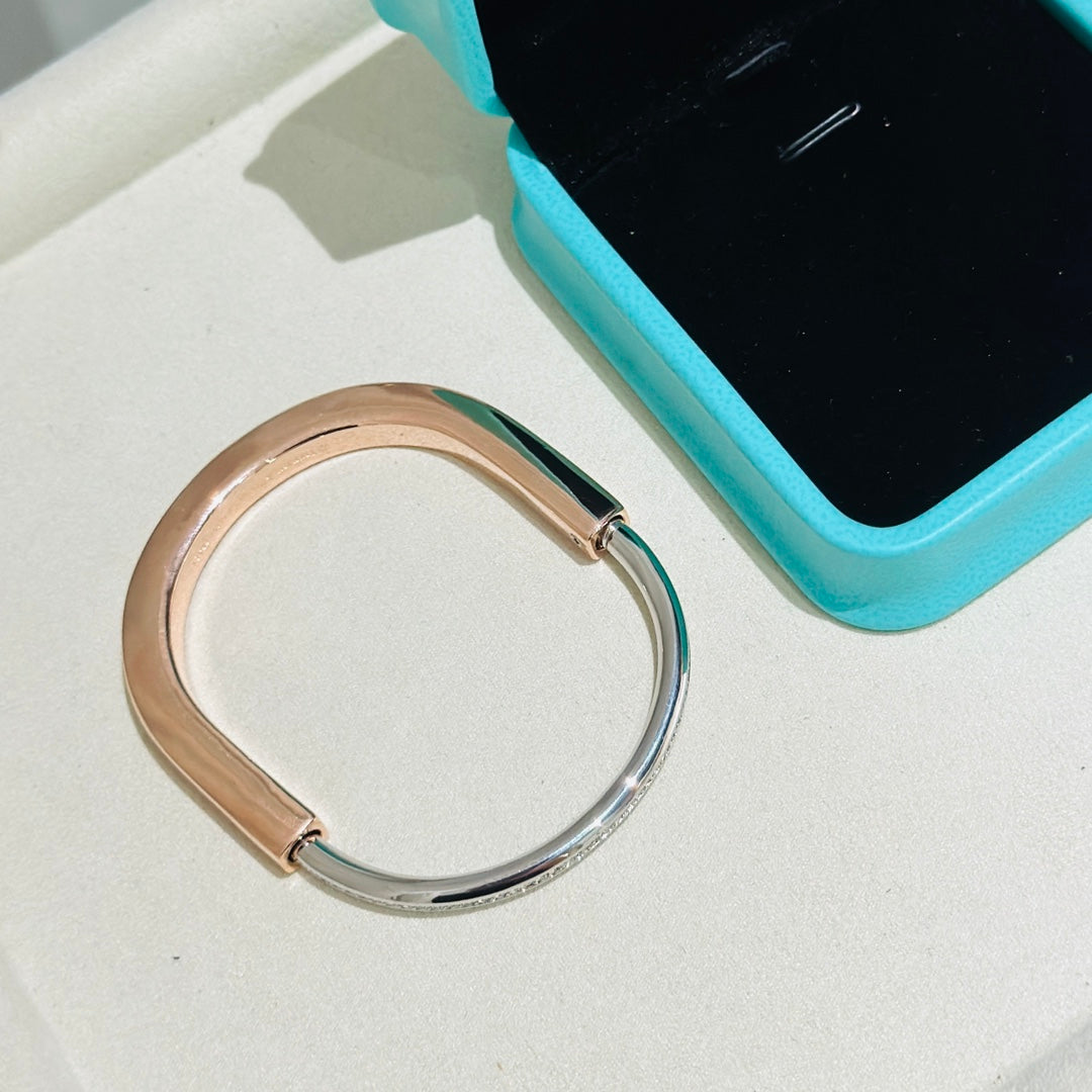 [Eterna Jewels]LOCK PINK GOLD SILVER DIAMOND BRACELET