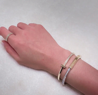 [Eterna Jewels]LOCK PINK GOLD SILVER DIAMOND BRACELET