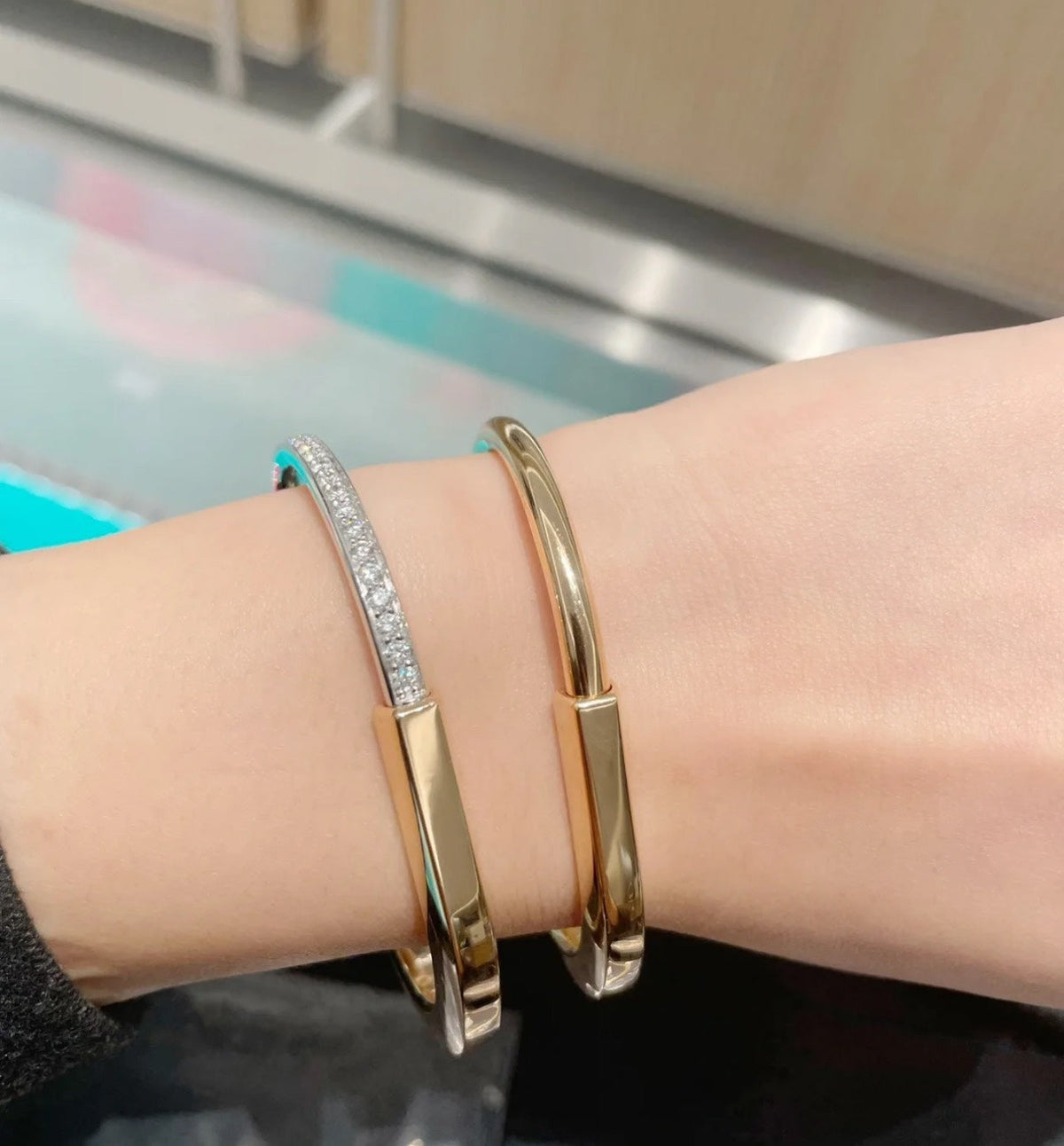 [Eterna Jewels]LOCK PINK GOLD SILVER DIAMOND BRACELET