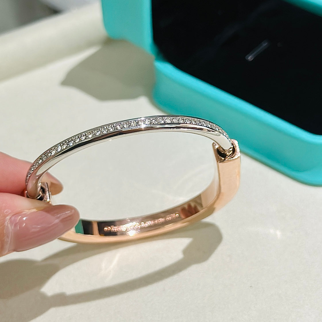 [Eterna Jewels]LOCK PINK GOLD SILVER DIAMOND BRACELET