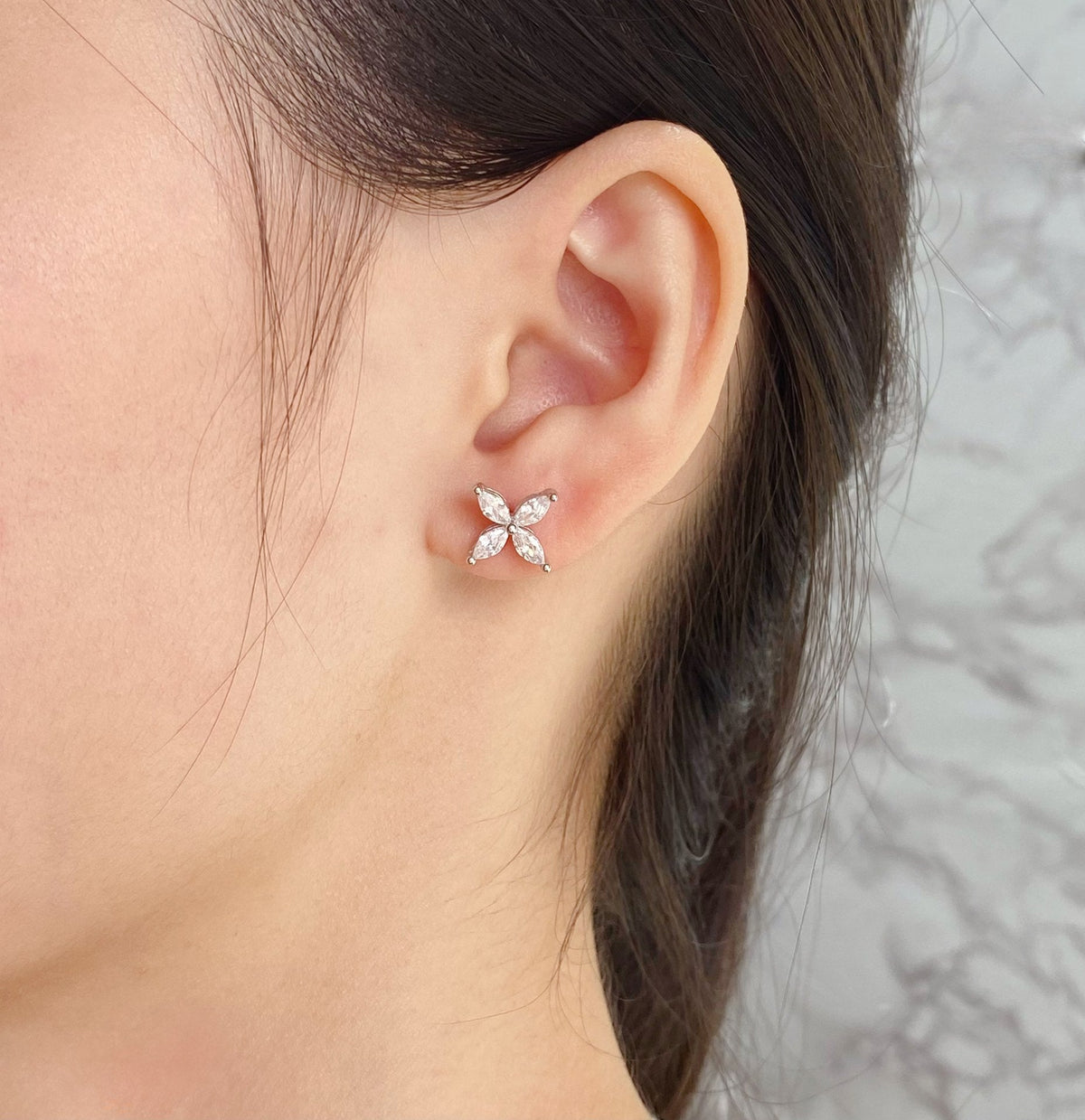[Eterna Jewels]VICTORIA SILVER DIAMOND STUD MINI EARRINGS