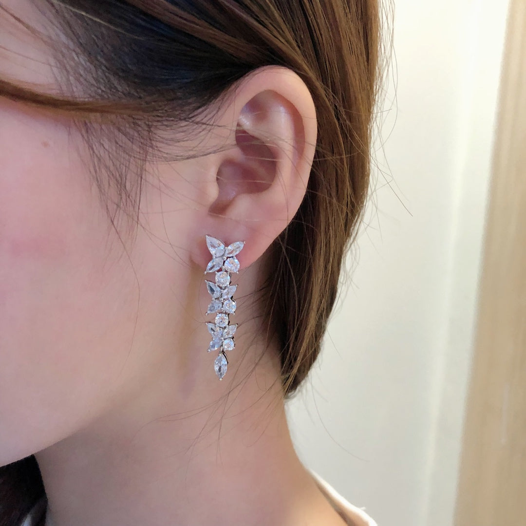 [Eterna Jewels]VICTORIA SILVER DIAMOND DROP EARRINGS