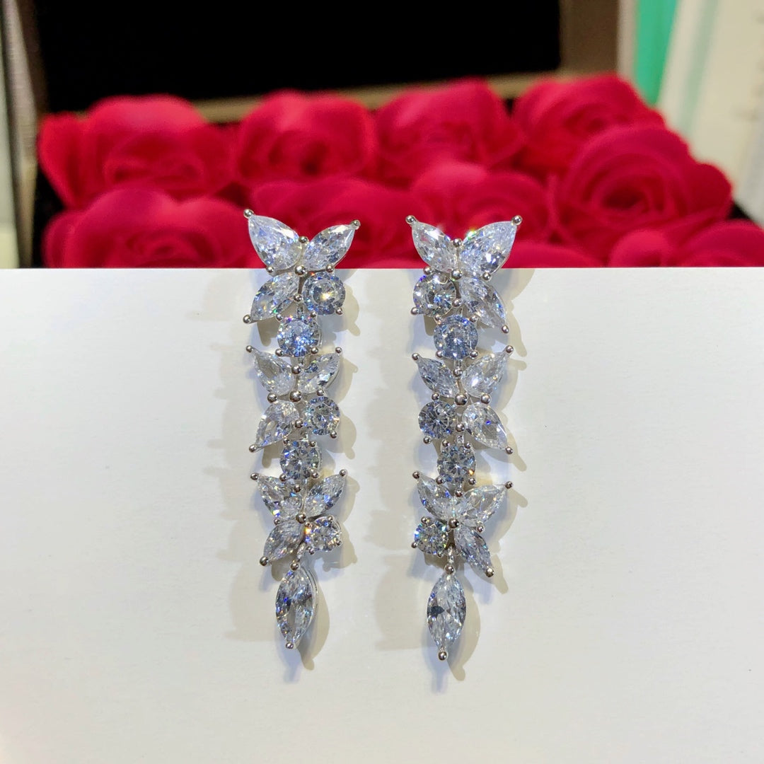 [Eterna Jewels]VICTORIA SILVER DIAMOND DROP EARRINGS