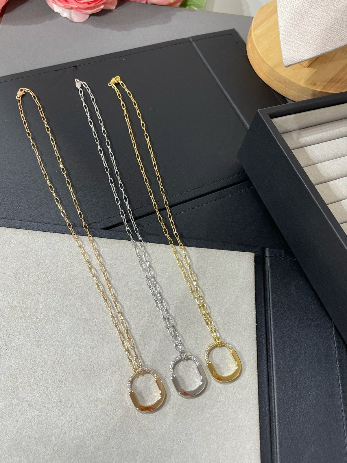 [Eterna Jewels]LOCK MEDIUM PENDANT DIAMOND NECKLACE