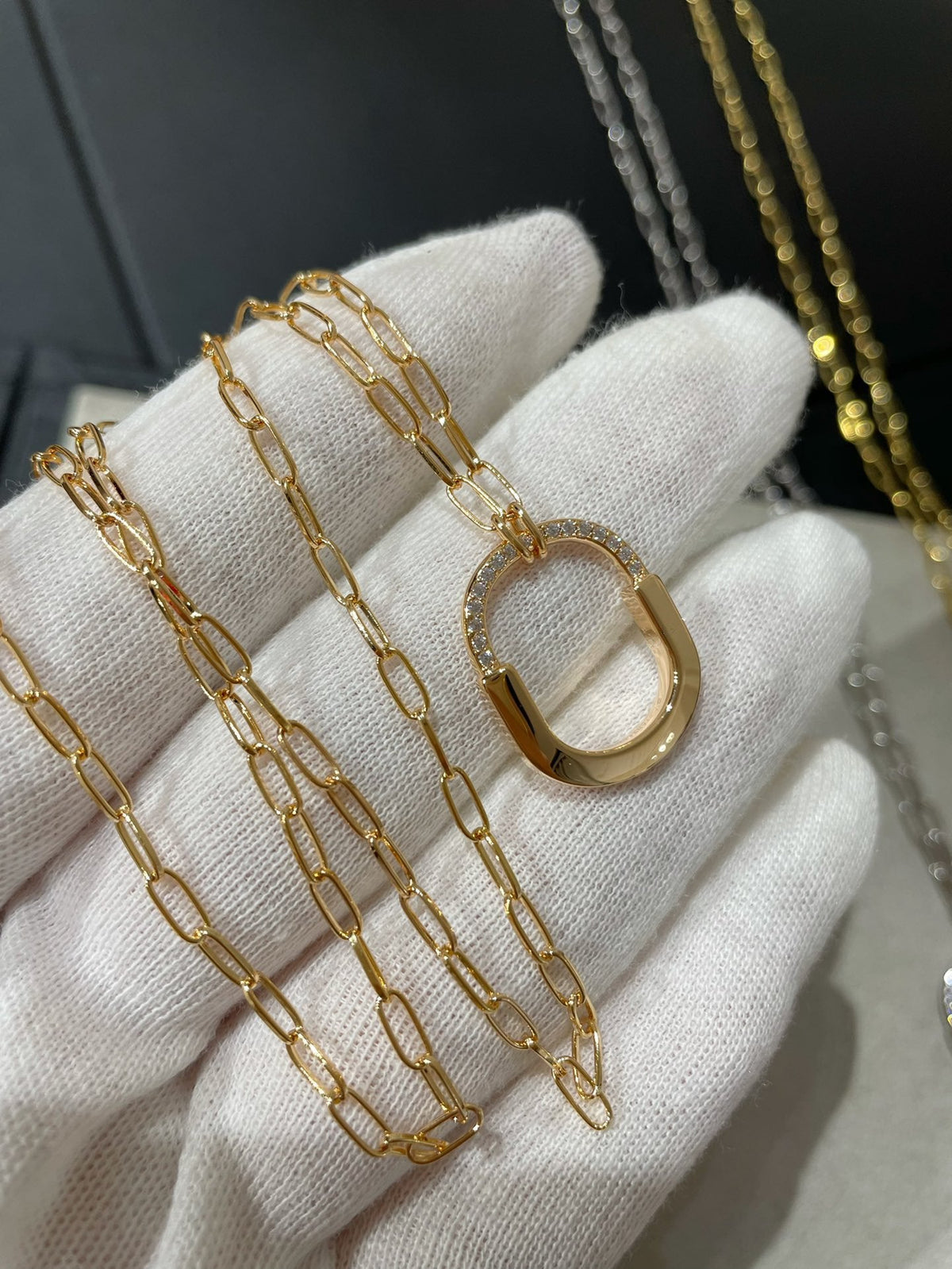 [Eterna Jewels]LOCK MEDIUM PENDANT DIAMOND NECKLACE