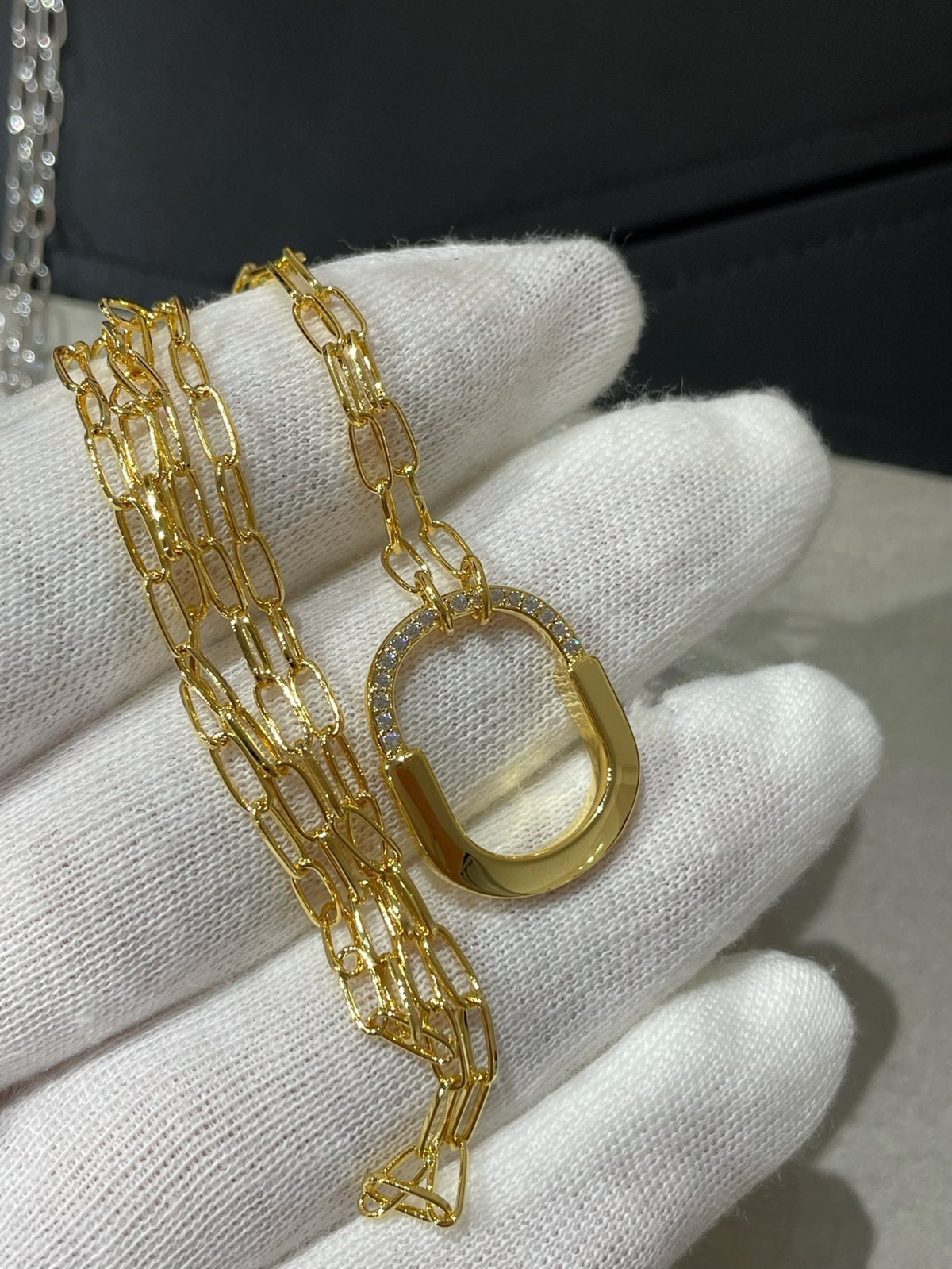 [Eterna Jewels]LOCK MEDIUM PENDANT DIAMOND NECKLACE