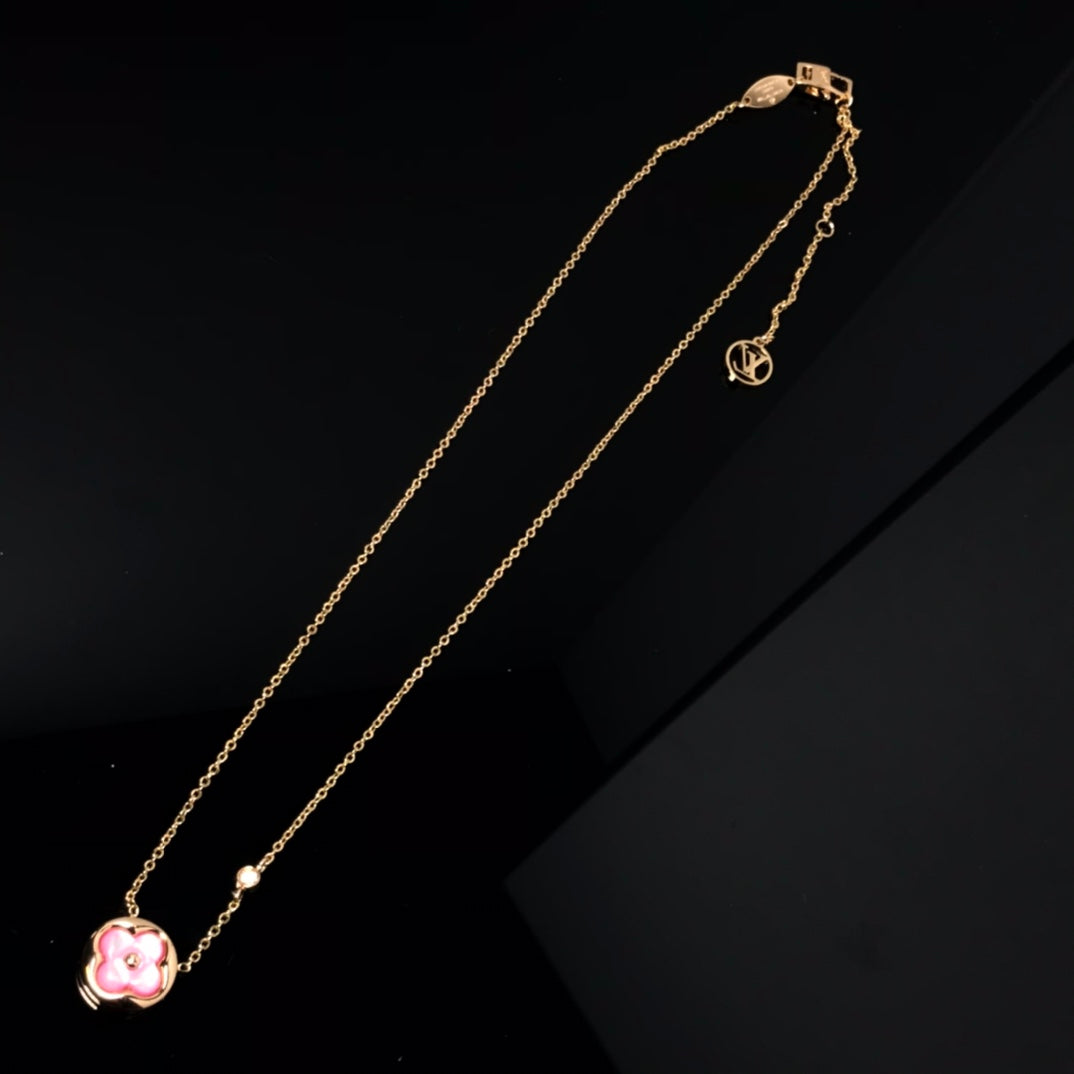 [Eterna Jewels]COLOR BLOSSOM PINK MOP SUN GOLD NECKLACE