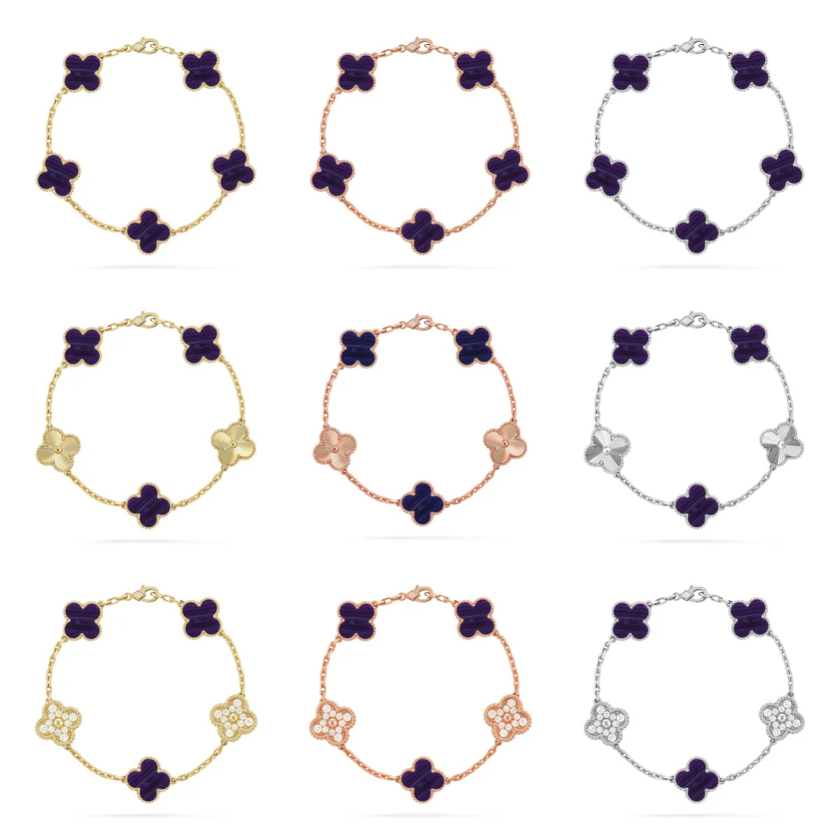 [Eterna Jewels]CLOVER 5 MOTIF PURPLE STRIPES BRACELET COLLECTION