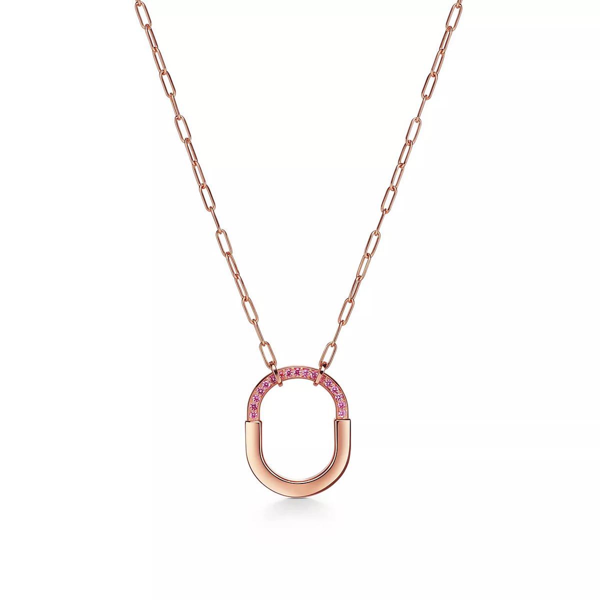 [Eterna Jewels]LOCK MEDIUM PENDANT PINK DIAMOND PINK GOLD NECKLACE