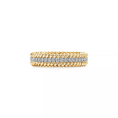 [Eterna Jewels]ROPE TWO-ROW GOLD DIAMOND RING