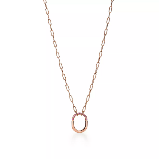 [Eterna Jewels]LOCK SMALL PENDANT PINK DIAMOND PINK GOLD NECKLACE