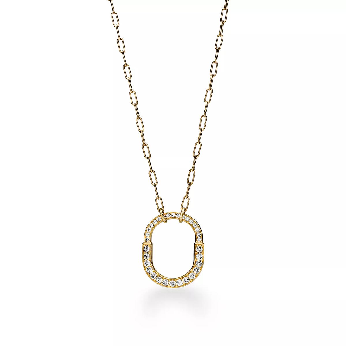 [Eterna Jewels]LOCK NECKLACE MEDIUM PENDANT GOLD PAVED DIAMONDS