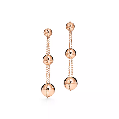 [Eterna Jewels]TRIPLE DROP PINK GOLD EARRINGS
