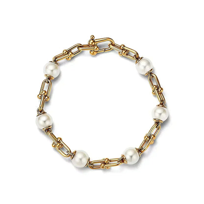 [Eterna Jewels]LINK BRACELET GOLD WITH FRESHWATER PEARLS