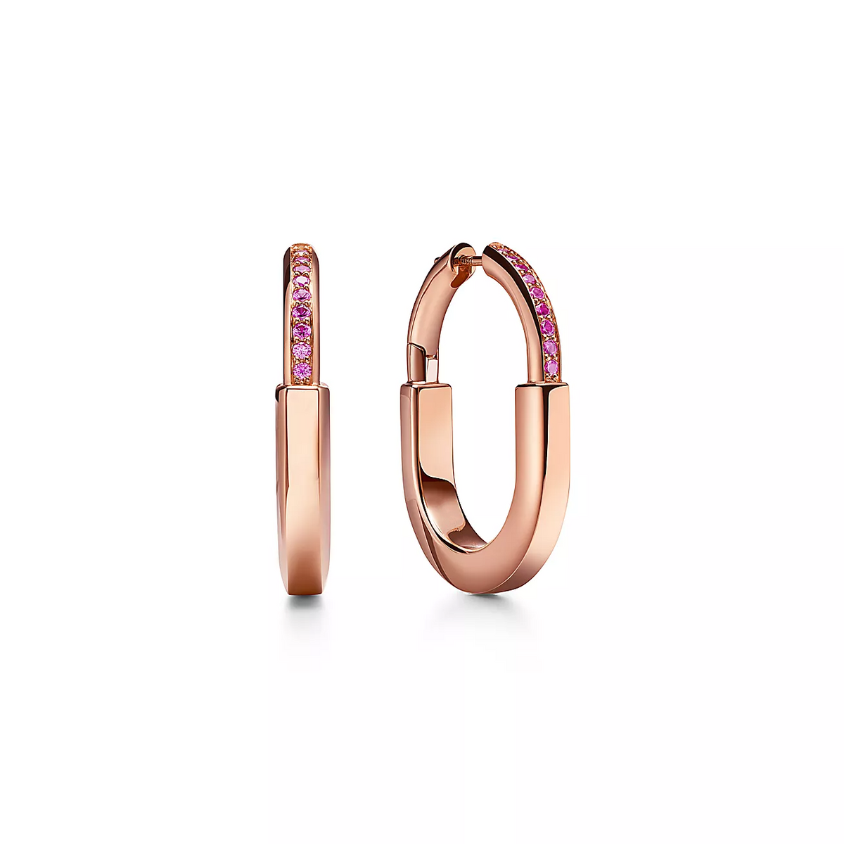 [Eterna Jewels]LOCK MEDIUM PINK DIAMOND PINK GOLD EARRINGS