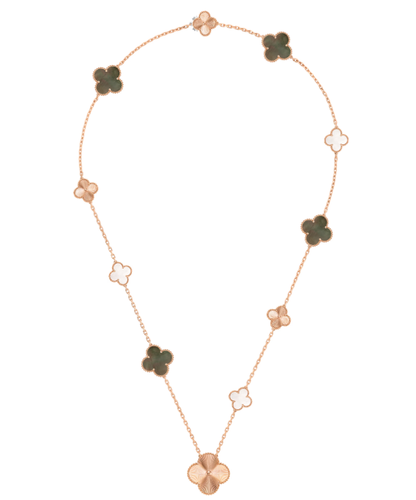 [Eterna Jewels]DETACHABLE CLOVER 15(11+4) FLOWER SILVER NECKLACE SET
