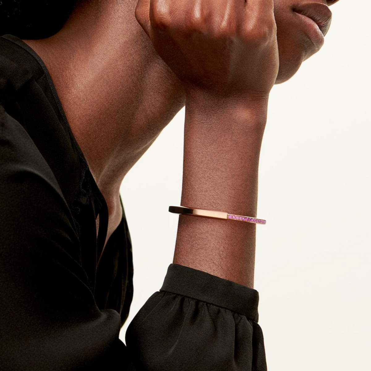 [Eterna Jewels]LOCK BRACELET ROSE DIAMOND PINK GOLD