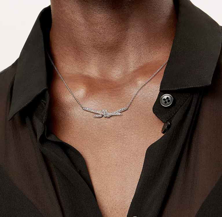 [Eterna Jewels]KNOT PENDANT SILVER DIAMOND NECKLACE