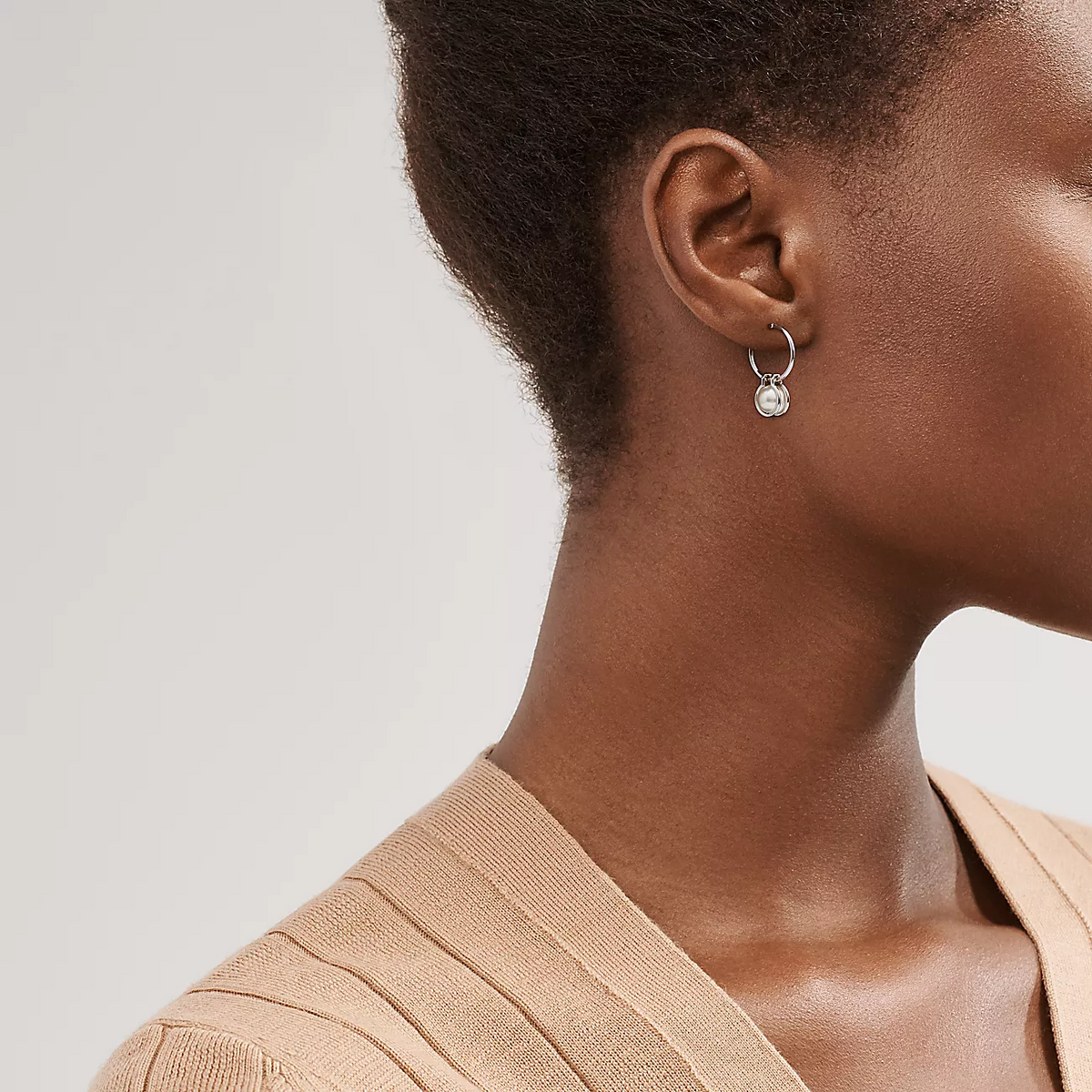 [Eterna Jewels]PEARL HOOP SILVER EARRINGS