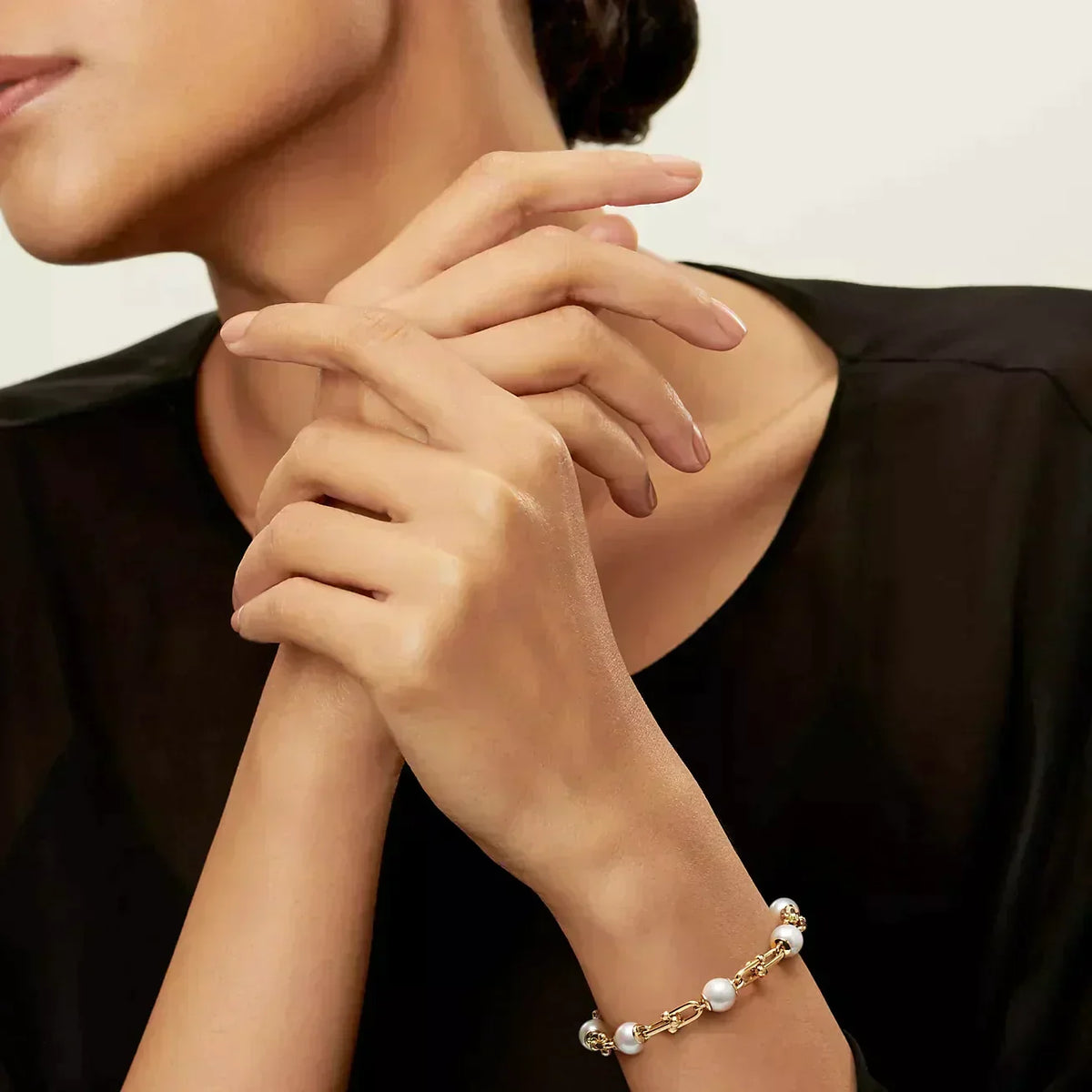 [Eterna Jewels]LINK BRACELET GOLD WITH FRESHWATER PEARLS
