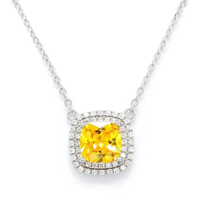 [Eterna Jewels]SPARKLERS CITRINE GEMSTONE PENDANT NECKLACE STERLING SILVER