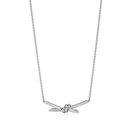 [Eterna Jewels]KNOT PENDANT SILVER DIAMOND NECKLACE