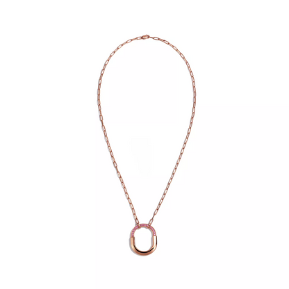 [Eterna Jewels]LOCK MEDIUM PENDANT PINK DIAMOND PINK GOLD NECKLACE