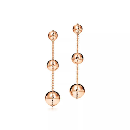 [Eterna Jewels]TRIPLE DROP PINK GOLD EARRINGS
