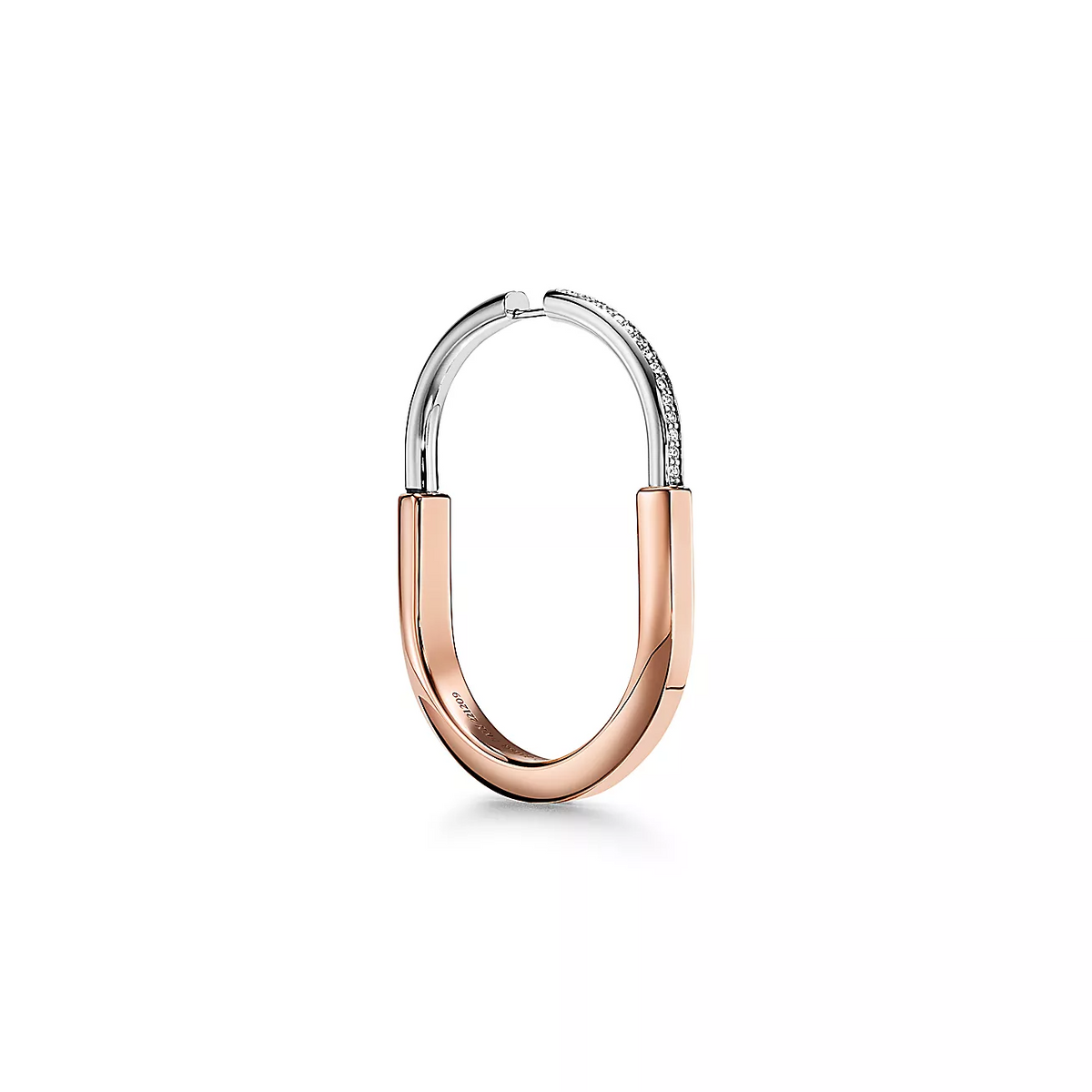 [Eterna Jewels]LOCK EARRINGS ROSE AND WHITE GOLD DIAMONDS EXTRA LARGE