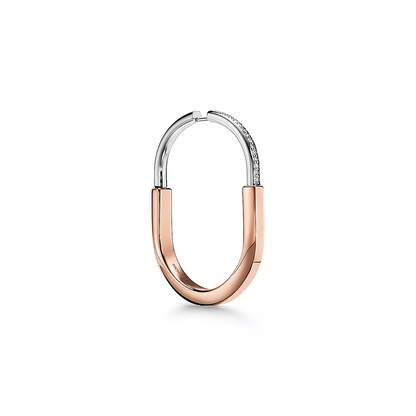 [Eterna Jewels]LOCK EARRINGS ROSE AND WHITE GOLD DIAMONDS EXTRA LARGE