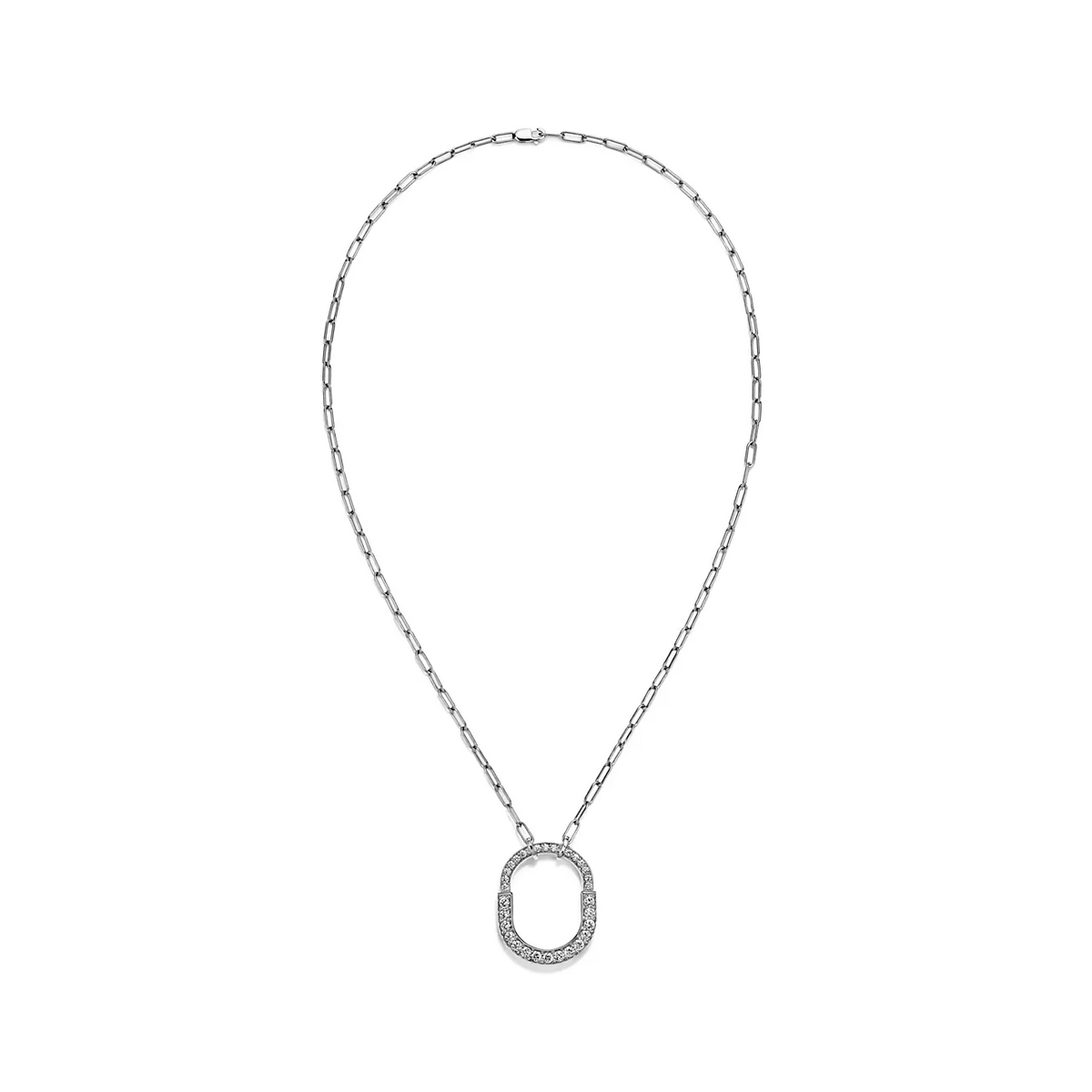 [Eterna Jewels]LOCK NECKLACE MEDIUM PENDANT SILVER PAVED DIAMONDS