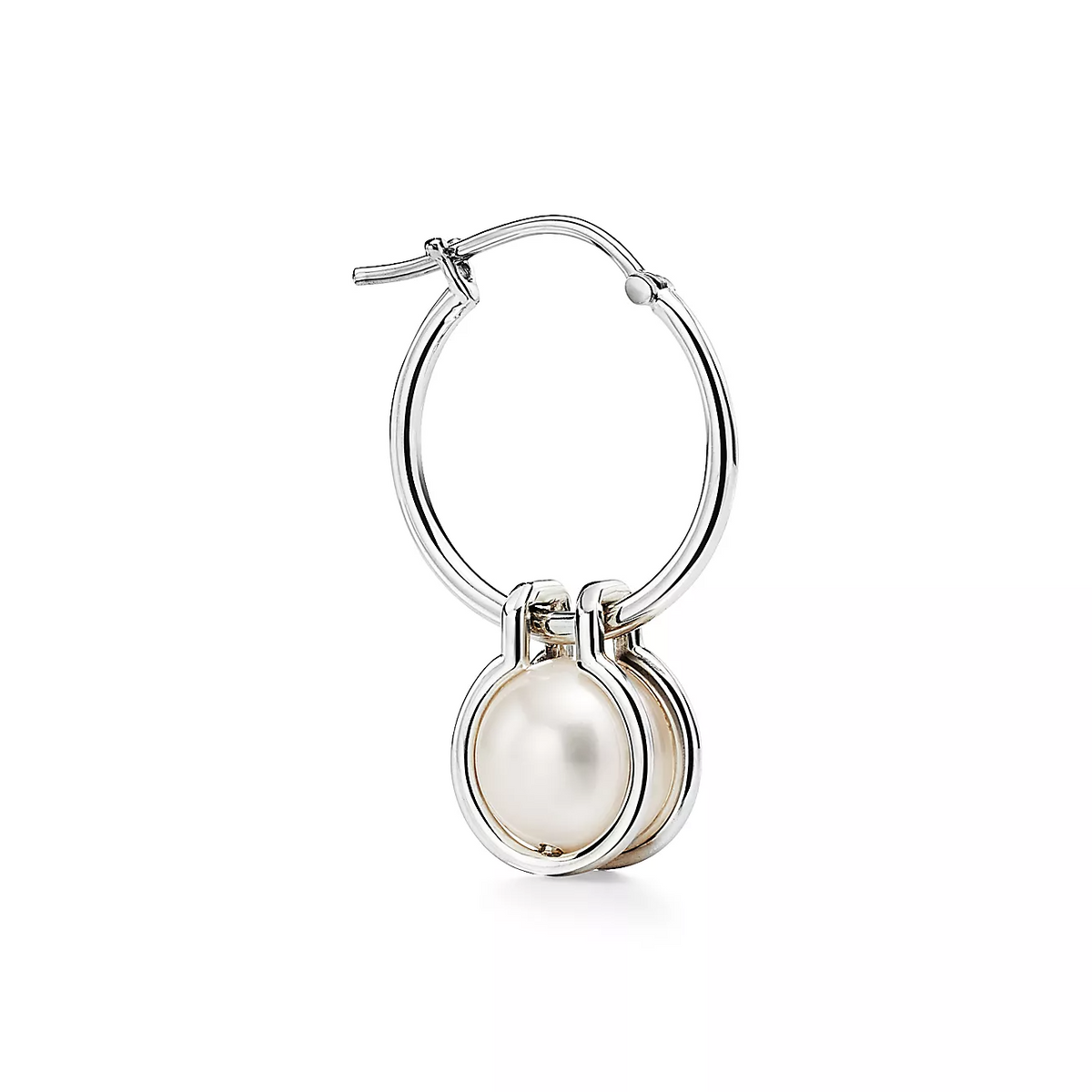 [Eterna Jewels]PEARL HOOP SILVER EARRINGS