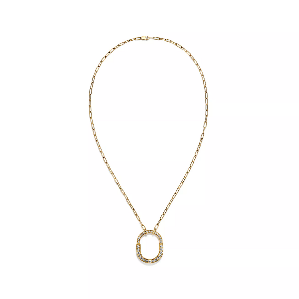 [Eterna Jewels]LOCK NECKLACE MEDIUM PENDANT GOLD PAVED DIAMONDS